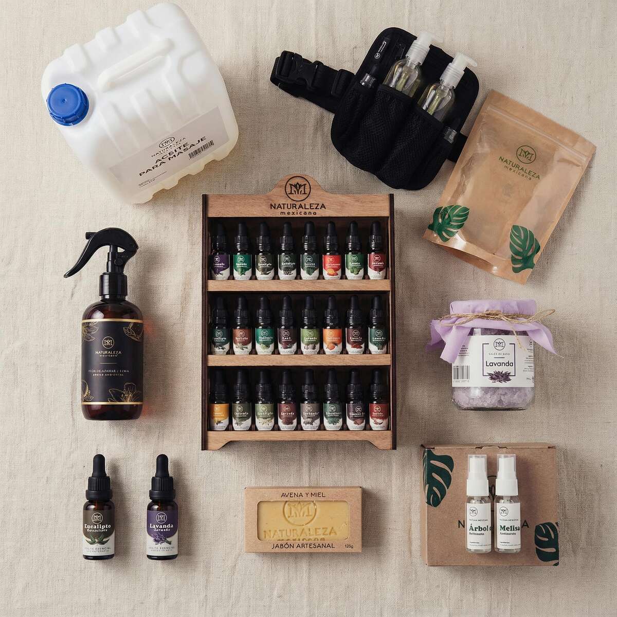 Productos Naturaleza Mexicana: aceites esenciales, aromas y kit de exhibición